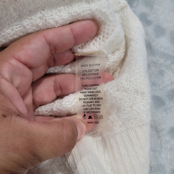 Elegant Cream Sweater Vince Camuto r, petite size M, 57% cotton, turtleneck - Picture 4 of 8